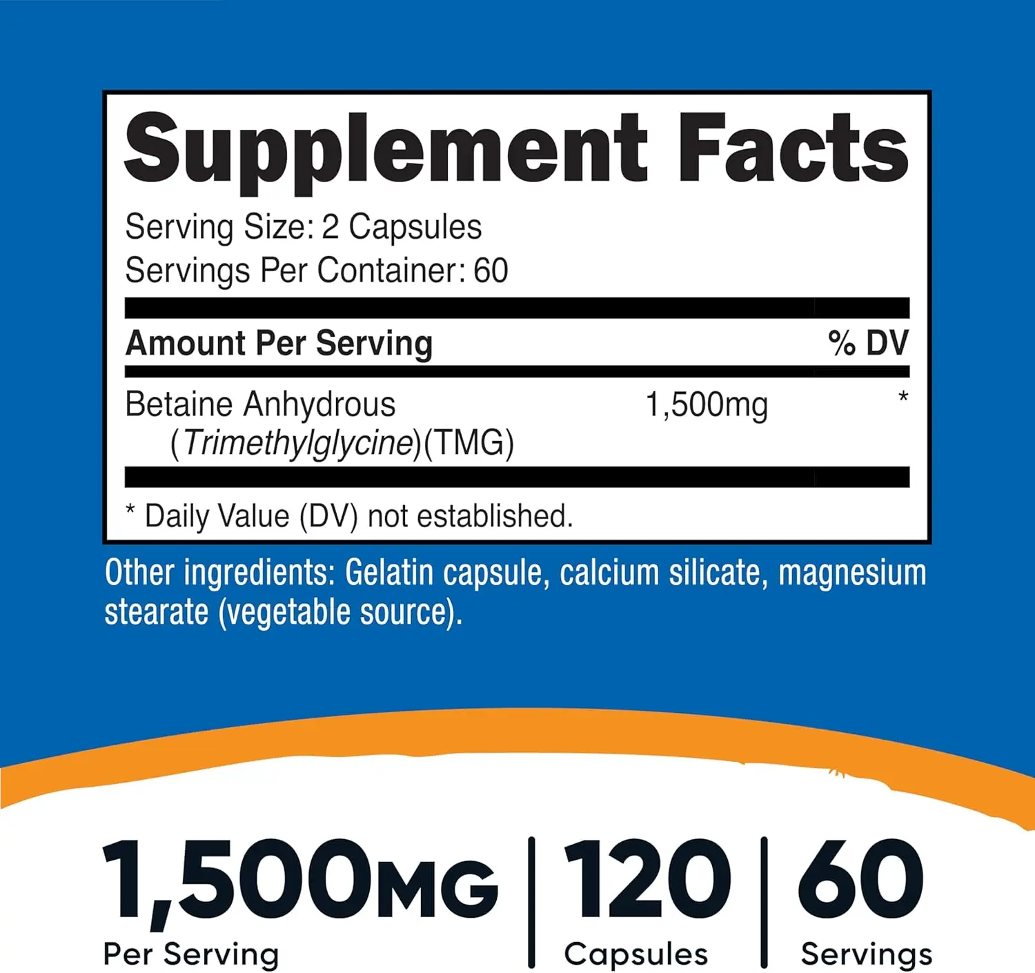 Nutricost Betaine Anhydrous (TMG) 1500mg Capsules